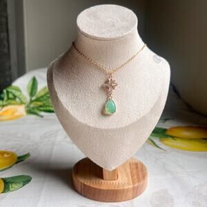 Chalcedony Green Opal Crystal Cross Shaped Bohemian Elegant Casual Gift Necklace